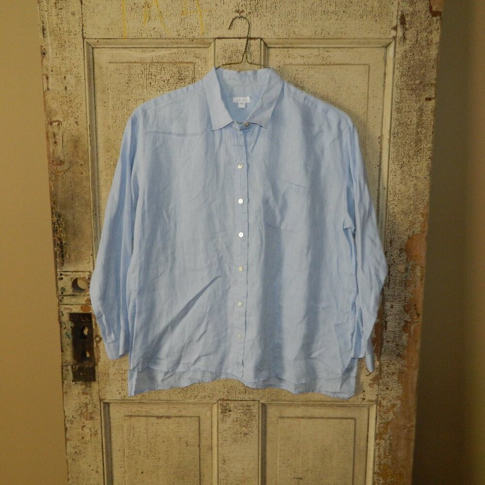J. Jill Love Linen Button Front Blouse Size L (L-15)